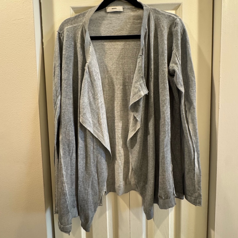 Diesel Light Gray Open Front Cardigan